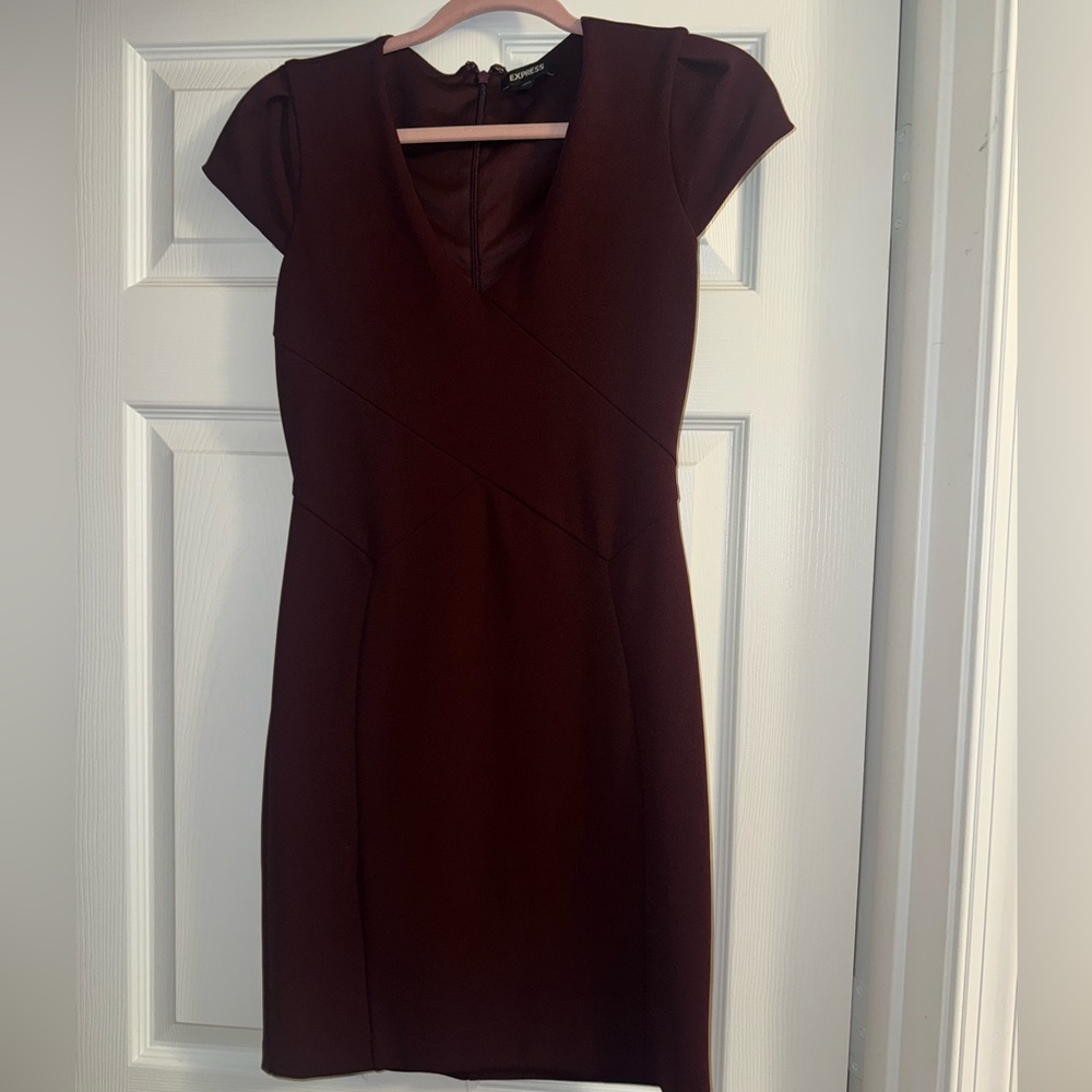 Express Deep Burgundy Cap Sleeve Mini Dress